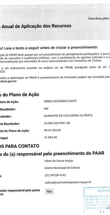 PLANO ANUAL DE APLICAÇÃO DOS RECURSOS